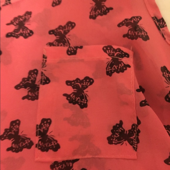 See-through pink with black butterfly top 🦋 - Picture 2 of 3